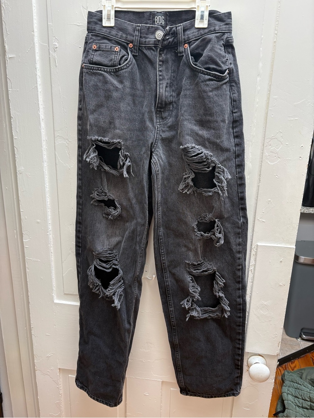 BDG Women’s Distressed Baggy Black Ripped Jeans